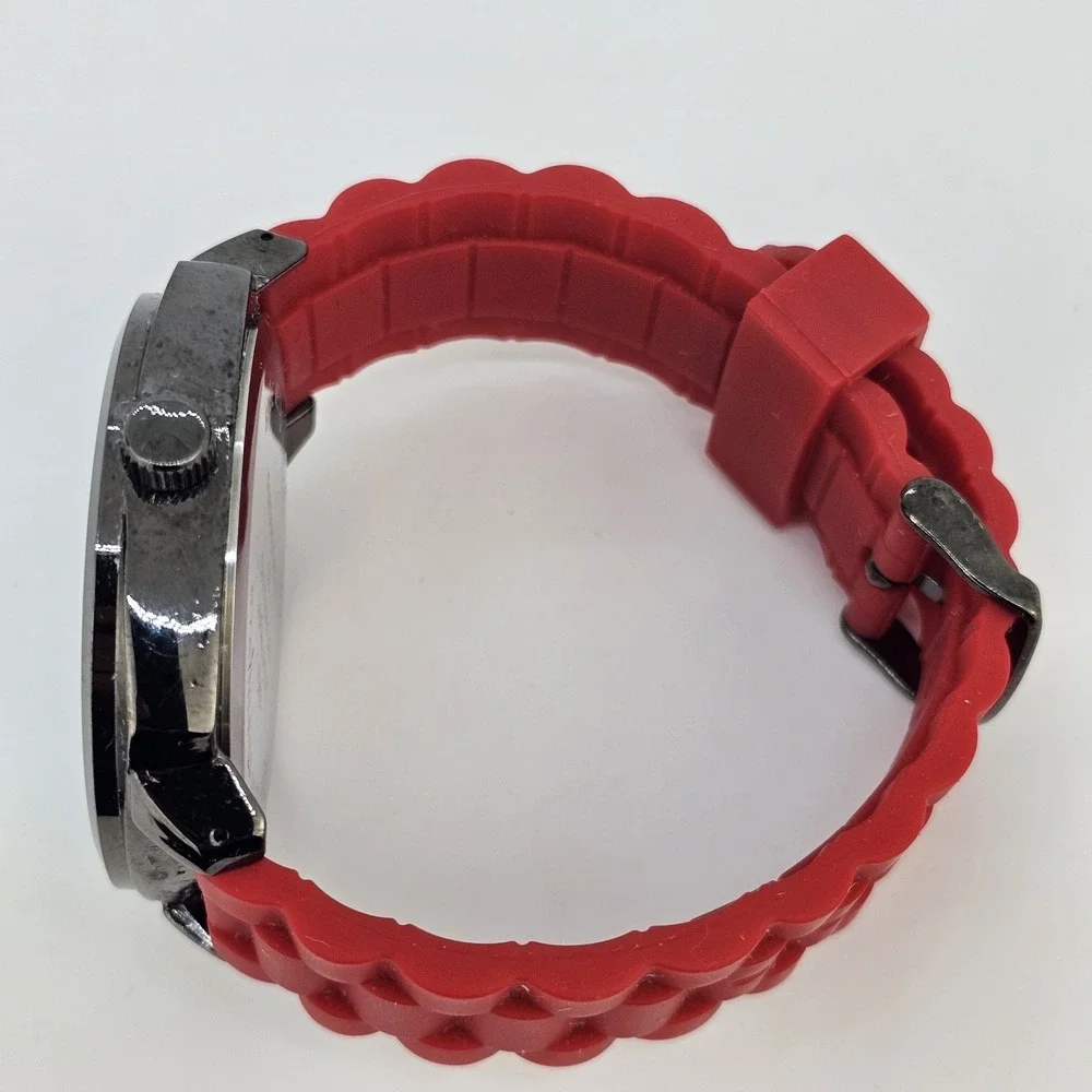 Folio Men's‎ Watch 50MM Black Dial Red Plastic Bands New Battery